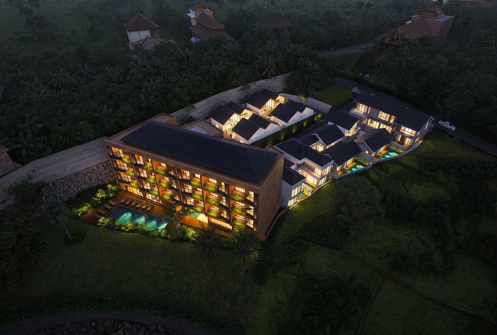Sanuuri Residences Complex at night