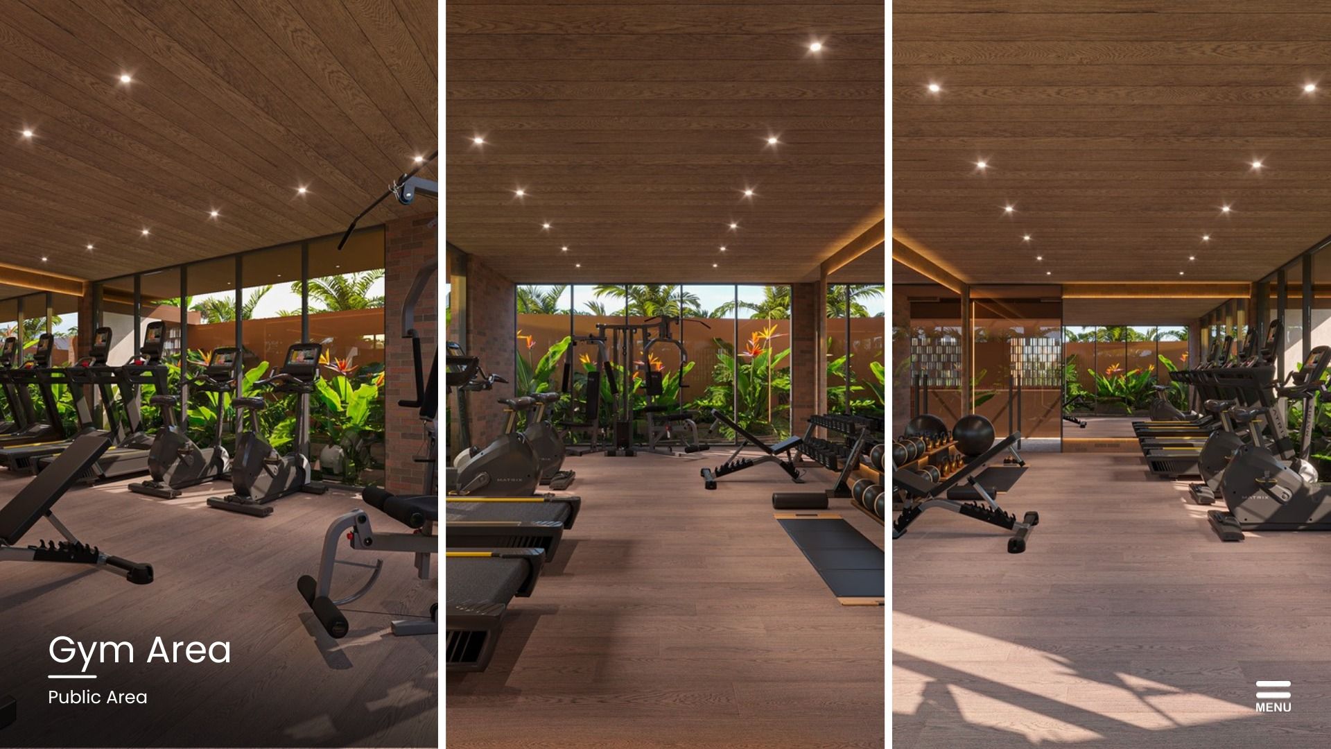 Residents' gym at Sanuuri Residences in Sanur with training equipment and natural light