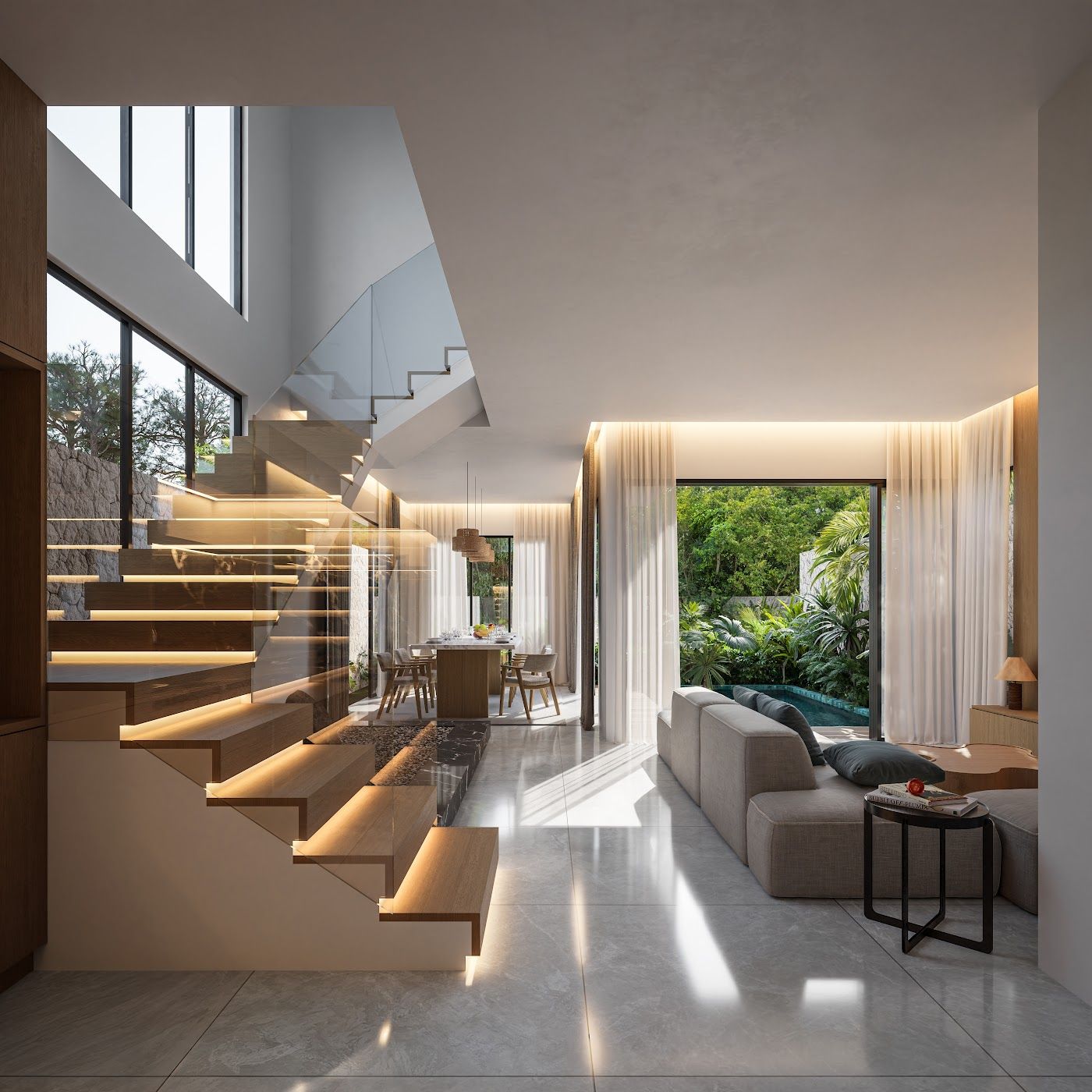 Three-bedroom pool villa at Sanuuri Residences in Sanur with private pool and two floors